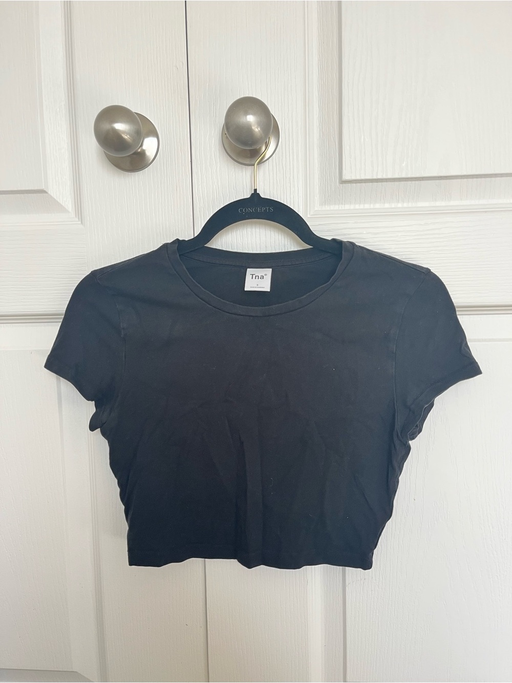 TNA Black Cropped Crew Tee